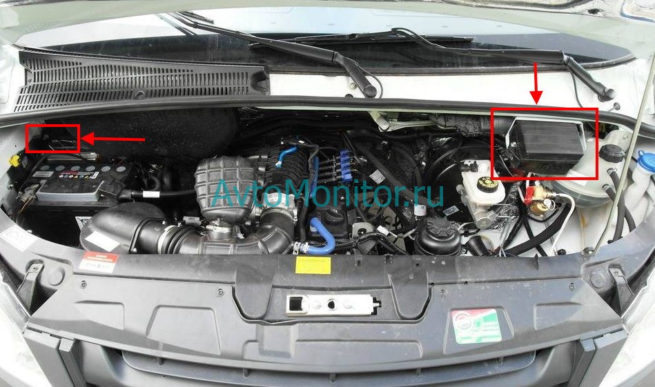 Расположение блока в моторном отсеке Газель Некст